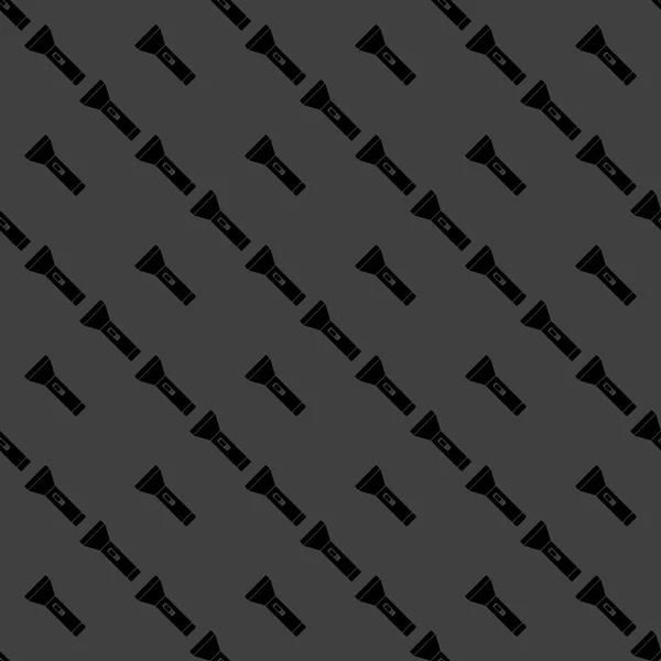 Ficklampa webb ikon. platt design. Sömlöst grått mönster. — Stock vektor