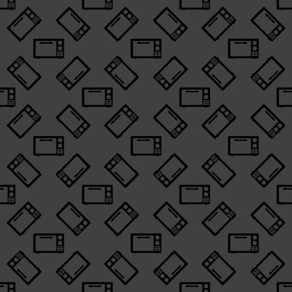 Magnetron. keuken apparatuur web pictogram. platte ontwerp. naadloze grijs patroon. — Stockvector