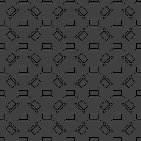 Notebook web icon. flat design. Seamless gray pattern. — Stock Vector