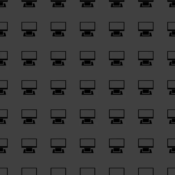 Icono web del ordenador. diseño plano. Patrón gris inconsútil . — Vector de stock