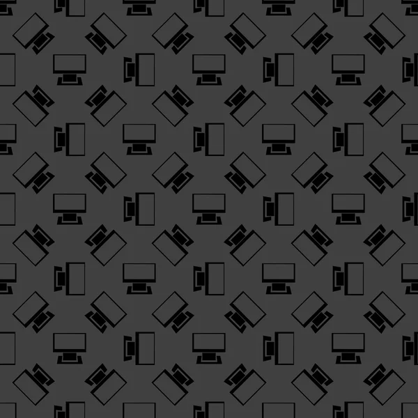 Computer web icon. flat design. Seamless gray pattern. — Stock Vector
