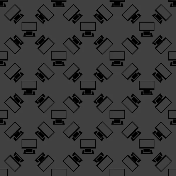 Icono web del ordenador. diseño plano. Patrón gris inconsútil . — Vector de stock