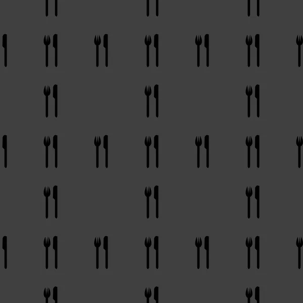 Bestek, mes, vork web pictogram. platte ontwerp. naadloze grijs patroon. — Stockvector
