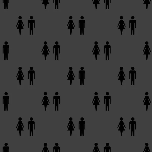 Suluet muži, ženy web ikony. plochý design. šedý vzor bezešvé. — Stockový vektor
