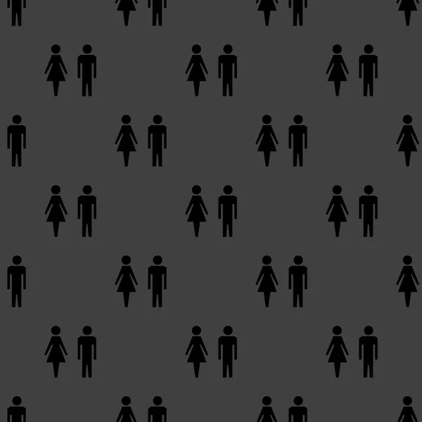 Hombres suluet, icono web de las mujeres. diseño plano. Patrón gris inconsútil . — Vector de stock