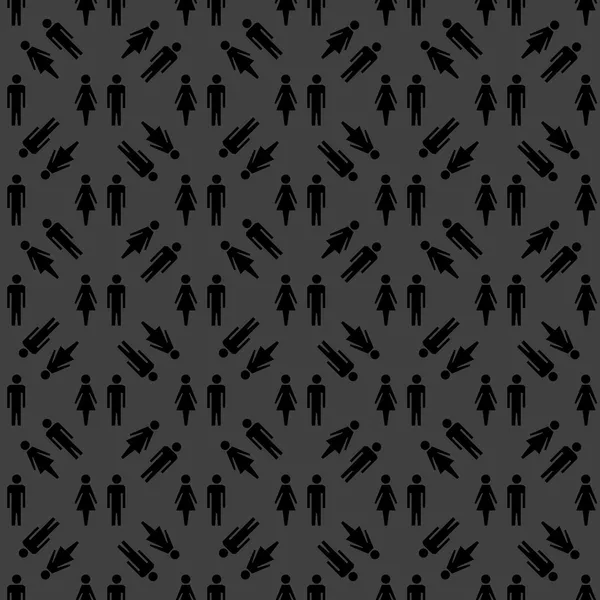 Suluet mannen, vrouwen web pictogram. platte ontwerp. naadloze grijs patroon. — Stockvector