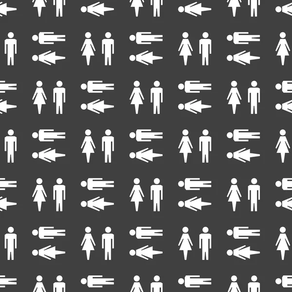 Suluet hommes, icône web femmes. design plat. Modèle gris sans couture . — Image vectorielle