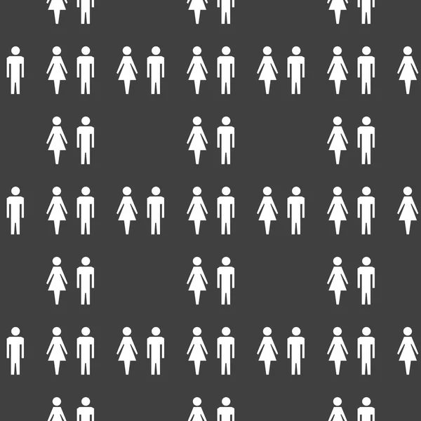 Suluet mannen, vrouwen web pictogram. platte ontwerp. naadloze grijs patroon. — Stockvector