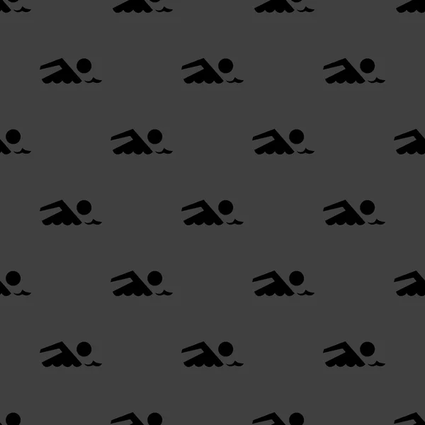 SWIMMER, pool web icon. flat design. Seamless gray pattern. — Stock Vector