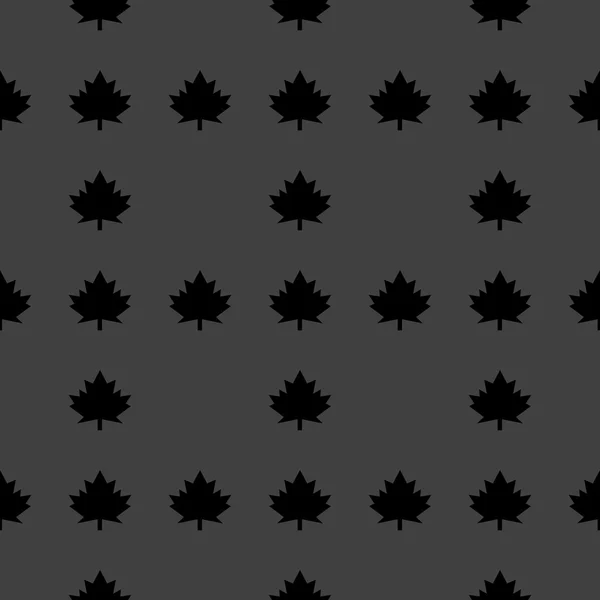 Maple leaf wb pictogram. platte ontwerp. naadloze grijs patroon. — Stockvector