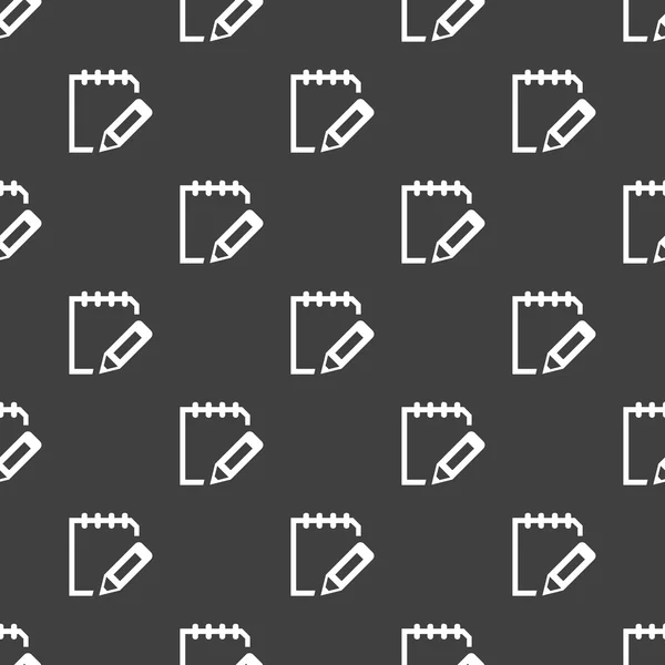 Papel del bloc de notas Documentos icono web. diseño plano. Patrón sin costura . — Archivo Imágenes Vectoriales