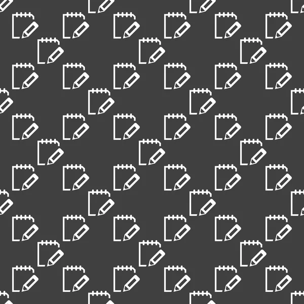 Kladblok papierdocumenten web pictogram. platte ontwerp. naadloze patroon. — Stockvector