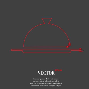Restoran cloche. düz modern web düğme ve metin için yer