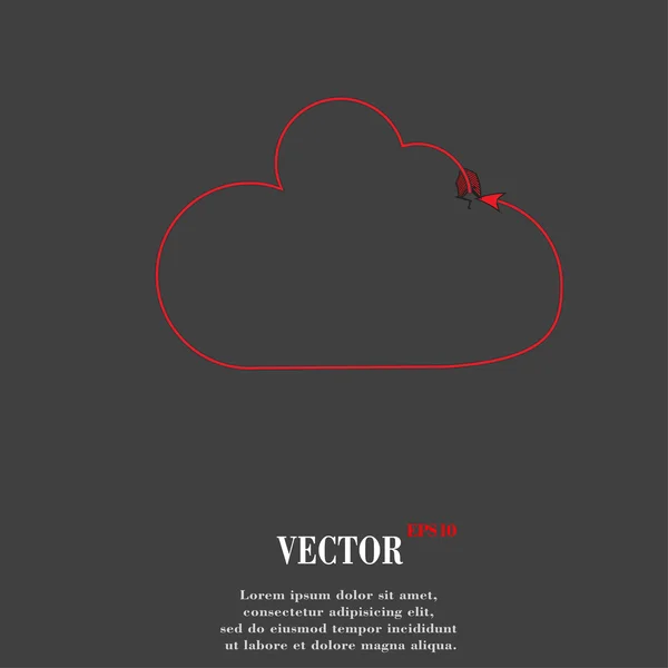 Application de téléchargement Cloud icône web, design plat — Image vectorielle
