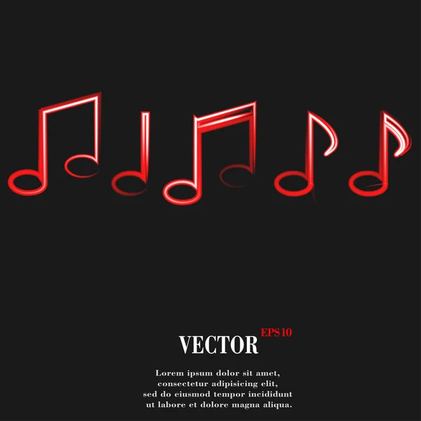 Elementos musicales notas icono web, diseño plano — Vector de stock