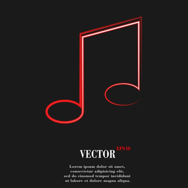 Elementos musicales notas icono web, diseño plano — Vector de stock