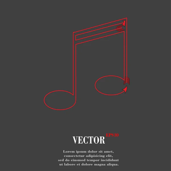 Elementos musicales notas icono web, diseño plano — Vector de stock