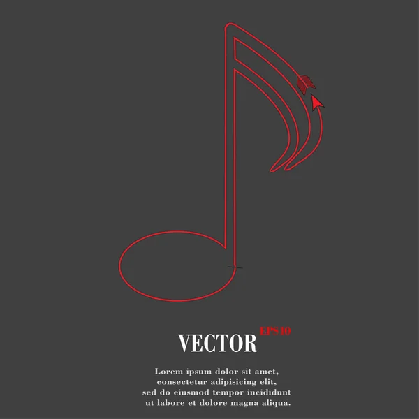 Müzik öğelerini notları web simgesi, düz tasarım — Stok Vektör