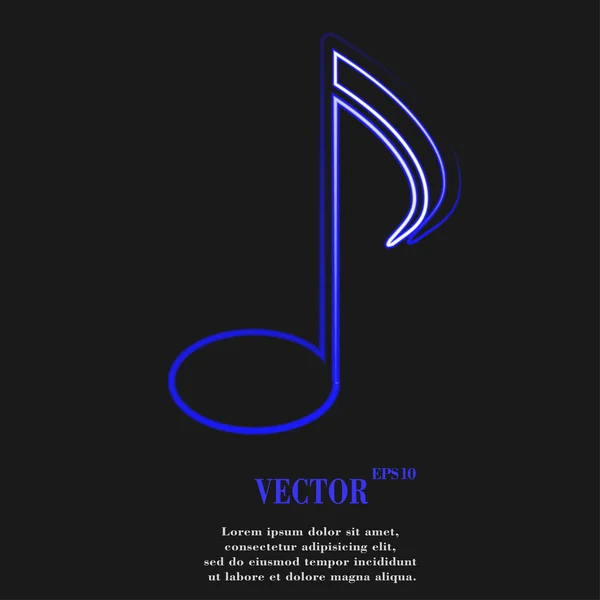 Elementos musicales notas icono web, diseño plano — Vector de stock