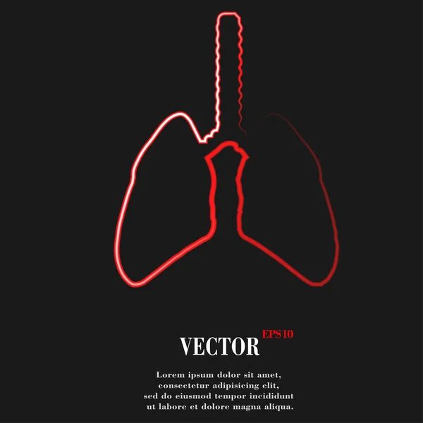 Un pulmón humano. Botón web moderno plano y espacio para su texto — Vector de stock