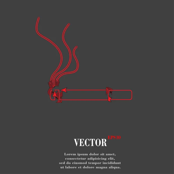 Segno di fumo. sigaretta. Pulsante web moderno piatto e spazio per il testo — Vettoriale Stock