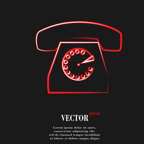 Retro telephone. Flat modern web button and space for your text — Stock Vector