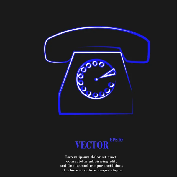 Telefone retro. Tecla web moderna plana e espaço para o seu texto — Vetor de Stock