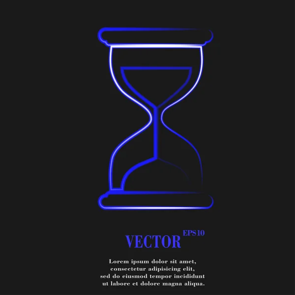 Reloj de arena. Temporizador de vidrio. Botón web moderno plano y espacio para su texto — Vector de stock