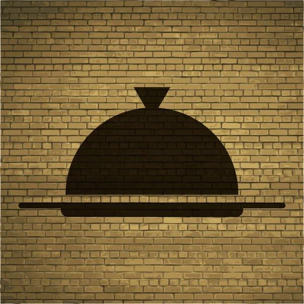 Arka plan ile restoran cloche simgesi düz tasarım — Stok fotoğraf