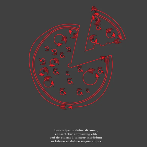 추상적인 배경으로 피자 아이콘 평면 디자인 — 스톡 사진