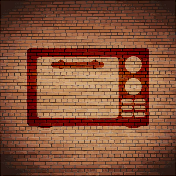 Kuchenka mikrofalowa ikona. Wyposażenie kuchni mieszkanie z streszczenie tło — Zdjęcie stockowe