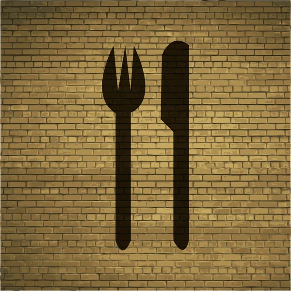 Öfver gaffel kniv ikonen platt med abstrakt bakgrund — Stockfoto