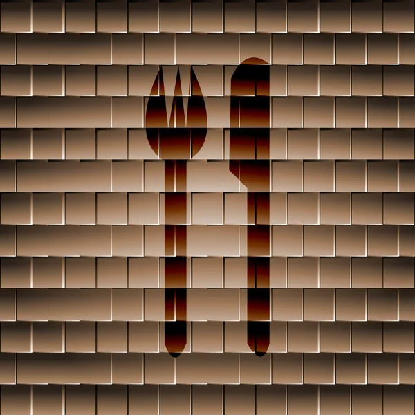 Öfver gaffel kniv ikonen platt med abstrakt bakgrund — Stockfoto
