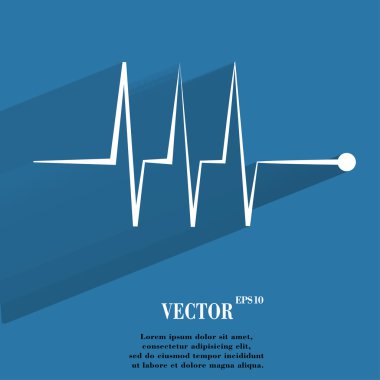 Kalp ritmi. alan metni ile uzun gölge düz modern web tuşuna