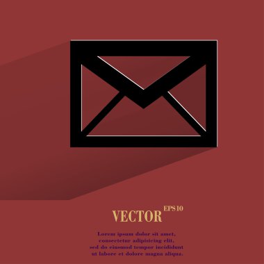 posta. zarf. alan metni ile uzun gölge düz modern web tuşuna.