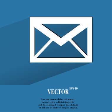 posta. zarf. alan metni ile uzun gölge düz modern web tuşuna.