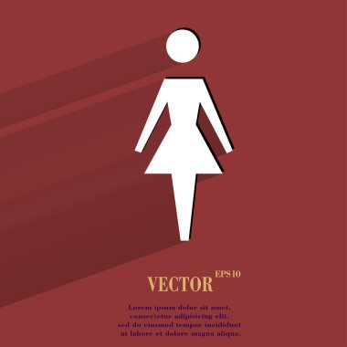 kadın tuvaleti. alan metni ile uzun gölge düz modern web tuşuna.