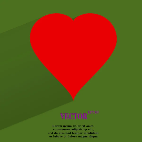Icona web cuore rosso, design piatto — Vettoriale Stock