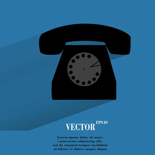 Téléphone rétro. Bouton web moderne plat avec ombre longue et espace pour votre texte — Image vectorielle