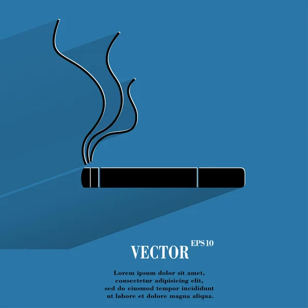 Signo de fumar. Un cigarrillo. Botón web moderno plano con sombra larga y espacio para su texto — Vector de stock