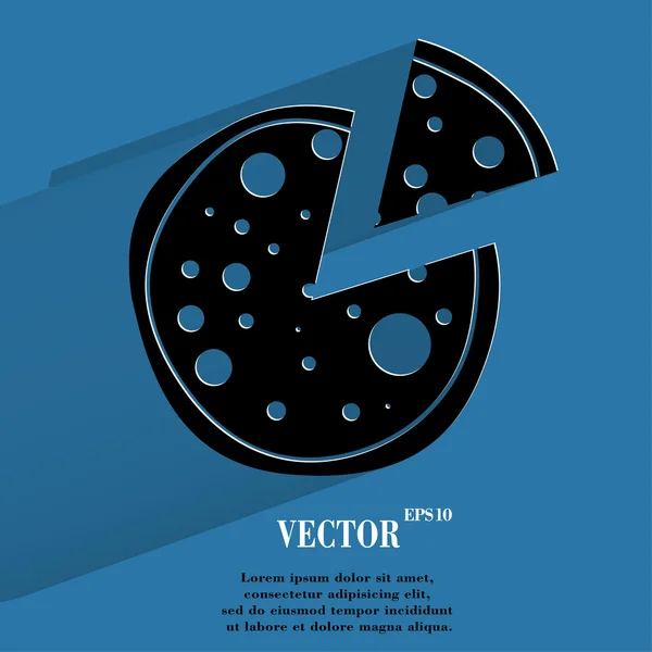 Pizza. Botón web moderno plano con sombra larga y espacio para su texto — Vector de stock