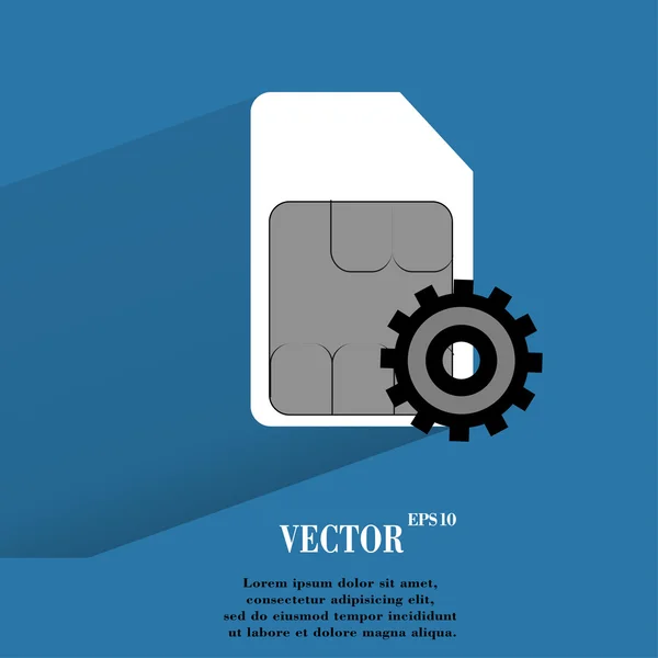 SIM-kortet. platt modern spindelväv knappen med långa skugga och utrymme för din text. — Stock vektor