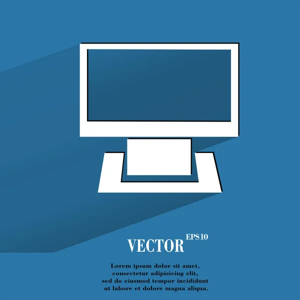 Computer. platte moderne web knop met lange schaduw en ruimte voor uw tekst. — Stockvector