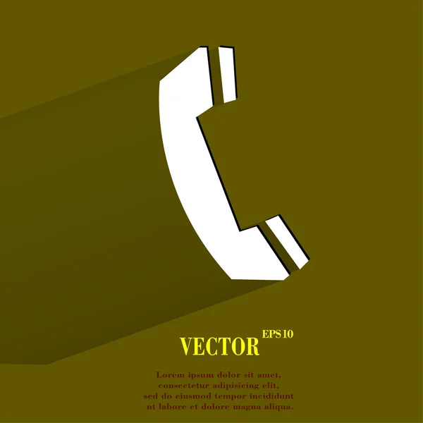 Teléfono. Botón web moderno plano con sombra larga y espacio para su texto — Archivo Imágenes Vectoriales