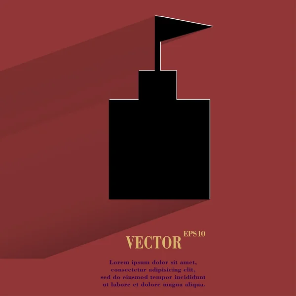 Torre. Botón web moderno plano con sombra larga y espacio para su texto — Vector de stock