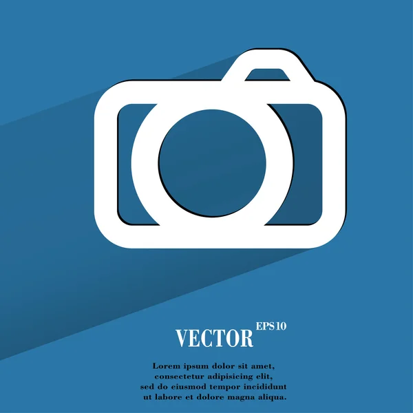 Camera. Flat modern web button with long shadow and space for your text. — Stock Vector