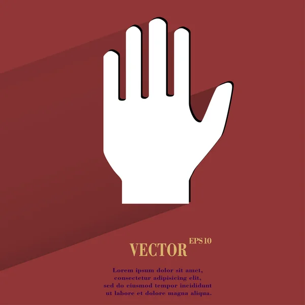 Detente. La mano. Botón web moderno plano con sombra larga y espacio para su texto . — Vector de stock