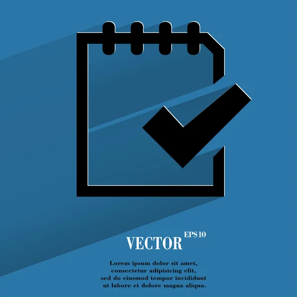 Notepad paper Documents. Flat modern web button with long shadow and space for your text. — Stock Vector