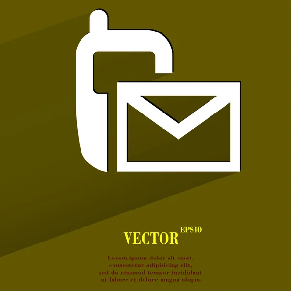 SMS-ben. lakás modern web gomb hosszú árnyék és adhatja meg a szöveg. — Stock Vector