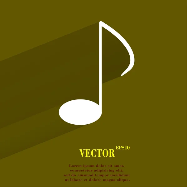 Éléments de musique notes icône web, design plat — Image vectorielle